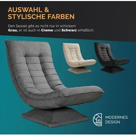 CASARIA Sessel verstellbare Rückenlehne 360° Drehbar Klappbar 150kg Belastbarkeit Gepolstert Wohnzimmer Gaming Relax Boden Grau