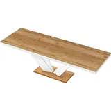 Design Esstisch Tisch HEU-111 Alteiche - Weiß Hochglanz ausziehbar 160 bis 256 cm - Naturbelassen