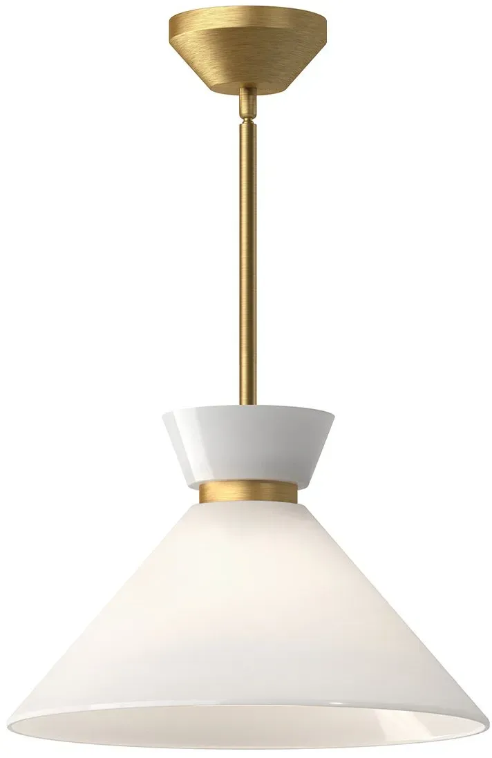 Elstead Lighting Halston Pendelleuchte Gold gebürstet mit Opalglas