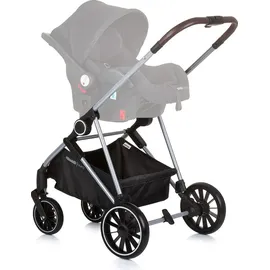 Chipolino Kinderwagen Aura 2 in 1 umbaubar Wickeltasche Sitz umkehrbar bis 22 kg schwarz