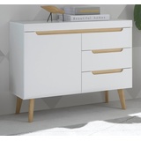 Furn.Design Kommode Isgard (Sideboard in weiß matt mit Scandi Eiche, 107 x 83 cm), mit Soft-Close-Funktion weiß