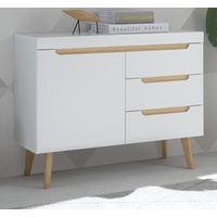 Furn.Design Kommode Isgard (Sideboard in weiß matt mit Scandi Eiche, 107 x 83 cm), mit Soft-Close-Funktion weiß