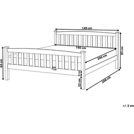 Beliani Holzbett Weiß mit Lattenrost 140x200 cm
