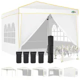 COBIZI Pavillon 3x3m | Wasserdicht | mit Seitenwand | Pop-Up Klicksystem | UV-Schutz 50+ | Faltpavillon | Gartenzelt | Partyzelt | Metall-Verstrebungen | Stabil | Strand Hochzeit Camping