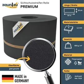 zaunzu® Zaunblende 50 m Anthrazit PP