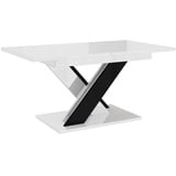 PROROOM FURNITURE Esstisch Weiß & Schwarz Glanz - Onyx Table bis 180 cm - 140x80x75 cm