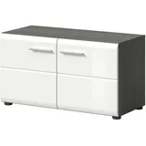 inn.furn Garderobenbank weiß Hochglanz grau 80 cm, 4 Fächer Rumba