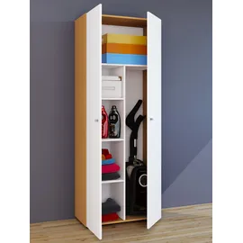 VCM Holz Besenschrank Staubsauger Putzschrank Vandol K 70 x 40 x 0 cm Weiß/Braun