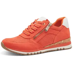 Keilsneaker MARCO TOZZI, Damen, Gr. 41, orange, Textil, Lederimitat, Veloursleder, sportlich, Schuhe, Freizeitschuh, Halbschuh, Schnürschuh in veganer Verarbeitung
