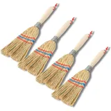 Novatool Besen 4X Kleiner Besen Reisigbesen mit Stiel kurz 28 cm