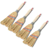 Novatool Besen 4X Kleiner Besen Reisigbesen mit Stiel kurz 28 cm