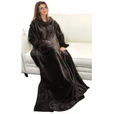 Catalonia Classy Decke mit Ärmeln als Geschenk für Frauen Herren, Flauschig Fleece Tragbare Kuscheldecke mit Ärmel, Cozy Warm Decke zum Anziehen Ärmeldecke Erwachsene, 185 x 130 cm Braun