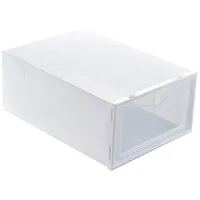 SHINROAD Schuhbox, stapelbar, aufklappbar, transparent, Aufbewahrungsbox für Schuhe, Schublade, Organizer für Zuhause, Weiß, M