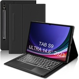 IVEOPPE Samsung Tab S9 Ultra 14.6" Hülle mit Tastatur 2023, Tastatur für Galaxy Tab S9 Ultra mit Touchpad, Magnetisch Abnehmbarer Tastatur Samsung S9 Ultra mit QWERTZ Layout Pencil Halter, Schwarz