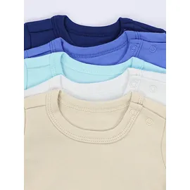 TupTam Baby Jungen Langarmshirt 5er Set, Farbe: Blau_Weiß_Beige, Größe: 50 - 50