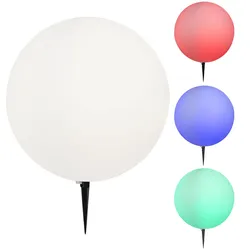 Smart LED Außenleuchte dimmbar Steckleuchte Kugel Gartenlampe mit Strom Leuchtkugeln für Garten, RGB Farbwechsel, Erdspieß weiß, 8,5W 806lm warmweiß-kaltweiß, DxH 40 x 56 cm