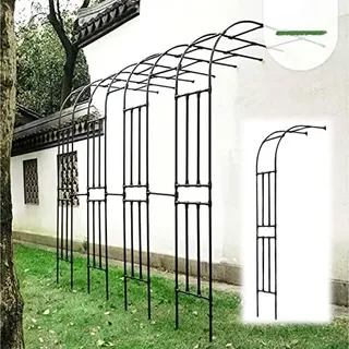 Rosenbogen Metall Stabil GartenHalbbogen Breit,Wetterfest Torbogen Rankgitter Rosen Wandbogen Rankhilfe(Schwarz,180x240cm/5.9x7.9ft)