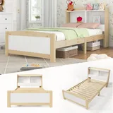 XDOVET Festnight Bett cm mit Stauraum Massivholzbett mit Fächer Bettgestell mit Lattenrost Einzelbett Doppelbett Bettrahmen Jugendbett Holz