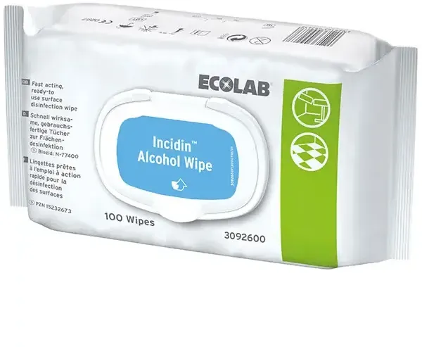 Ecolab Incidin Alcohol Wipes Desinfektionstücher - 100 Tücher