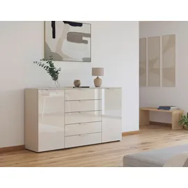 Rauch Kombikommode 180 x 100 x 42 cm Beige / Glas Beige (Champagner)