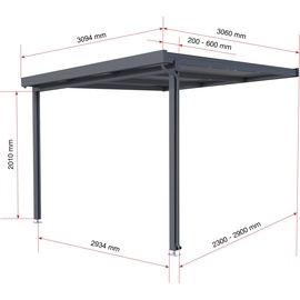 Gutta Terrassendach Premium 309 x 306 cm anthrazit/polycarbonat bronce