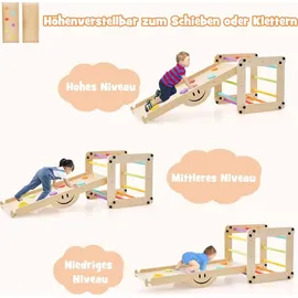 Costway Kletterdreieck mit Rutsche Naturbelassen