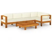 vidaXL Modell 1 Garten-Lounge-Set mit Creme Auflagen weiß