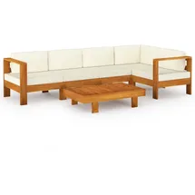 vidaXL Modell 1 Garten-Lounge-Set mit Creme Auflagen weiß