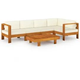 vidaXL Modell 1 Garten-Lounge-Set mit Creme Auflagen weiß