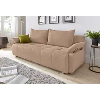 Schlafsofa COLLECTION AB "Funtastic", braun (hellbraun), B:212cm H:84cm T:96cm, Zierkissen: 100% Polyester;Struktur (100% Polyester);Kunstleder SOFTLUX;Microfaser PRIMABELLE (100% Polyester), Sofas, Schlafsofa, mit Federkern, Bettfunktion, inklusive 2 Rücken- und 1 Zierkissen, Topseller