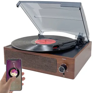 Schallplattenspieler mit Stereo-Lautsprecher und Bluetooth, 12 Watt