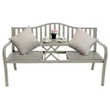 Gartenbank Bank aus Metall taupe mit integriertem Tisch 150cm 2466-01 - Taupe