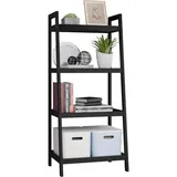 Leiterregal Bambus Bücherregal Badezimmer Schwarz 4 Ablagen (99cm H)