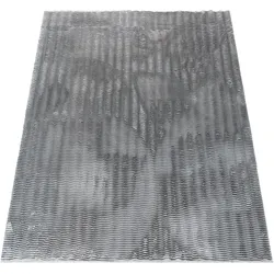 Hochflor-Teppich PACO HOME "Arnheim 743", grau, B:200cm H:27mm L:280cm, Polyester, Teppiche, Uni Farben, Wellen Muster, besonders weich, Hoch-Tief Effekt