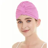 Sommer Schwimmkappe Damen Dehnbar Plissee Stoff Turban Badekappe Ohrenschutz Badehaube Frauen Strand Surfen Bademütze Schwimmmütze für Wassersport, Twisted Chemohut Schlafmütze für Lange Kurze Haare