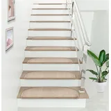 [en.casa] Stufenmatte 15er Set Halbrund 65 x 24 cm Treppenmatte Treppenschoner Treppenschutz Selbstklebend Beige