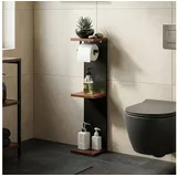 [en.casa] Toilettenpapierhalter Trond 76x18x18 cm Schwarz/walnussoptik [en.casa]