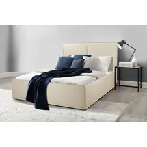 otto home Polsterbett OTTO HOME "Hamar Cosy, 300 KG belastbar Leinenoptik, gepolstertes Kopfteil", beige, B:150cm H:108cm L:216cm, 100% Polyester, Betten, Polsterbett, stilvoll, optional mit 4 Schubladen, FSC-zertifiziert