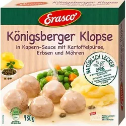 Erasco Königsberger Klopse in Kapern-Sauce mit Kartoffelpüree, Erbsen und Möhren 480,0 g