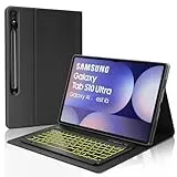 FOGARI Samsung Galaxy Tab S10 Ultra Tastatur 5G – Tastatur für Samsung Galaxy Tab S9 Ultra Tablet, AZERTY-Tastatur, französische Tastatur, Beleuchtung 7 Farben, für Galaxy Tab S10Ultra/S9Ultra 14,6