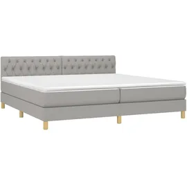 vidaXL Boxspringbett mit Matratze & LED Hellgrau 200x200 cm Stoff