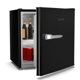 Klarstein Irene 46L Retro Mini-Kühlschrank - Leise 37 dB, Verstellbarer Thermostat, Energieeffizient, Kleiner Kühlschrank Für Schlafzimmer, Büros, Schwarz