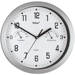 Mebus Quarzwanduhr 06992 Ø 26 cm Kunststoff Silber