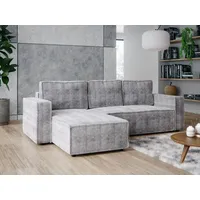 Ecksofa L-Form mit Schlaffunktion DL und Bettkasten 258x169 Cord Poso Grau BRIK Sofa - Grau
