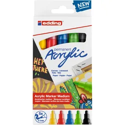edding Acrylmarker 5100 5er-Set medium basic