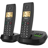 Gigaset Pure 220A Duo - 2 Schnurlose DECT-Telefone mit Anrufbeantworter - mit Call-Block-Taste und Freisprechfunktion - 80 Kontakten, anthrazit schwarz [Kompatibel in DE, IT, FR, NL, BE, Che, AUT]