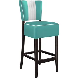 GGM Möbel 2er-Set Diner Barhocker | Leder | Türkis | American Barhocker, American Diner Barhocker