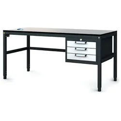 Antistatische ESD-Werkbank, 3 Werkzeugkästen mit Schubladen, 1600x800x745-985 mm