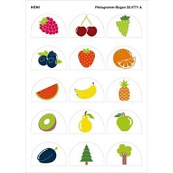 Hewi Piktogramm-Bogen 33.1771A Serie Essen & Trinken, selbstklebend, mehrfarbig