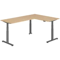 Bümö Eckschreibtisch, Eiche, Graphit, Nachbildung,Eiche, Rechteckig, 160x74x240 cm, FSC